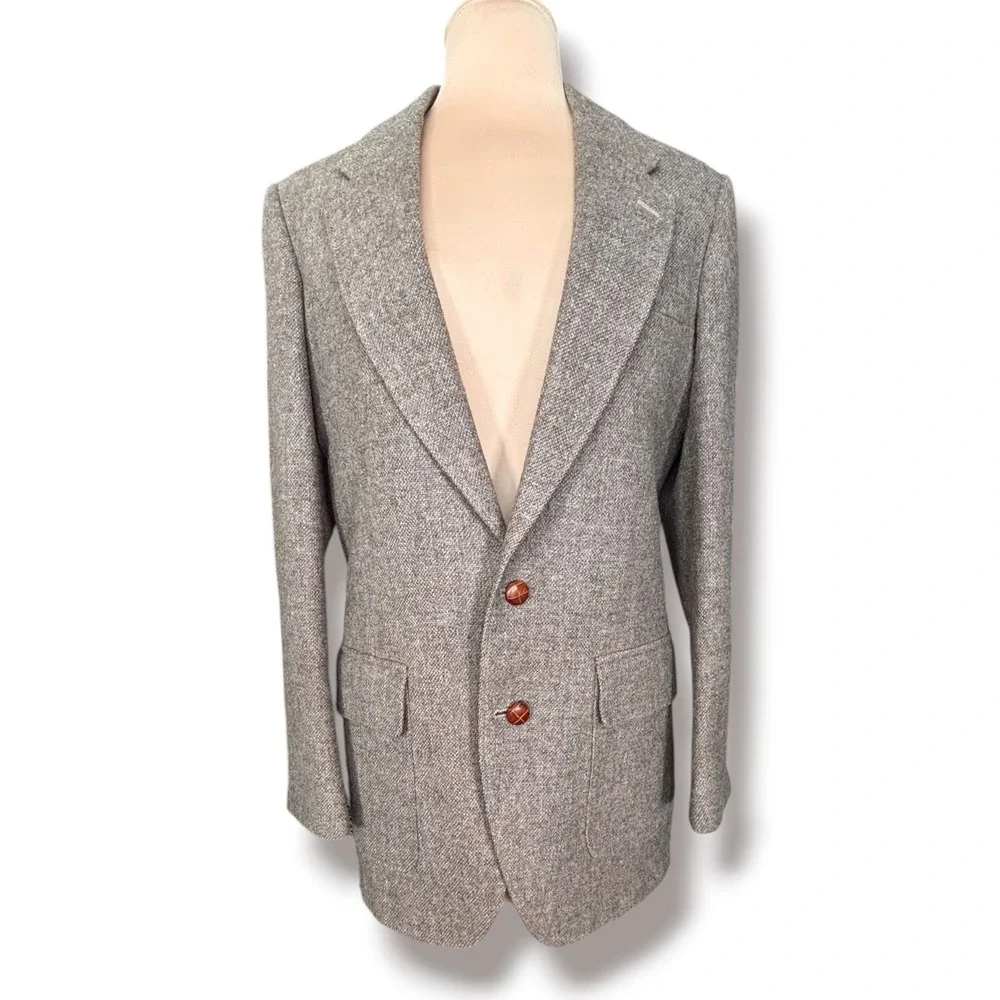 Glenthorne Shetland Wool Blazer Mens Gray Brown Tweed Sport Coat Jacket Heritage